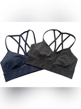 JoyLab Strappy Pullover Sports Bra Lot Of 2 Women’s Large Heathered Blue Gray